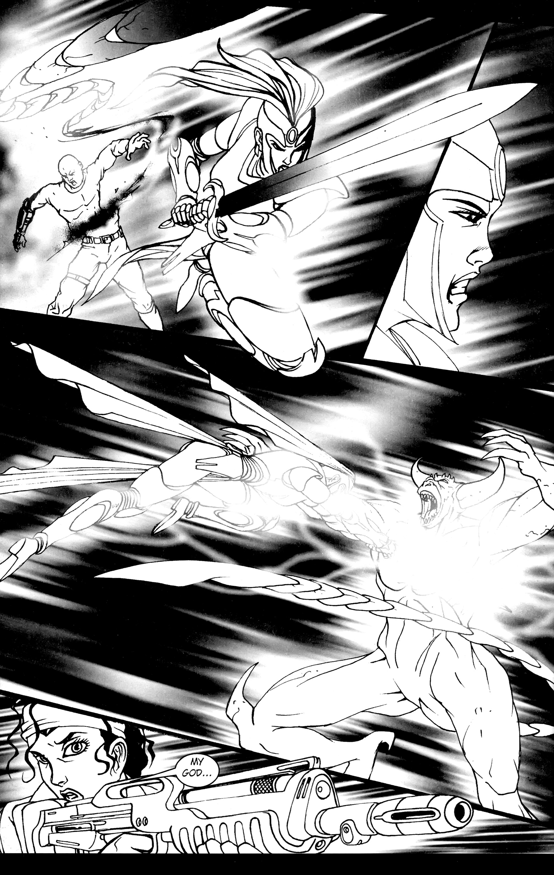 Read online Warrior Nun: Black & White comic -  Issue #20 - 13