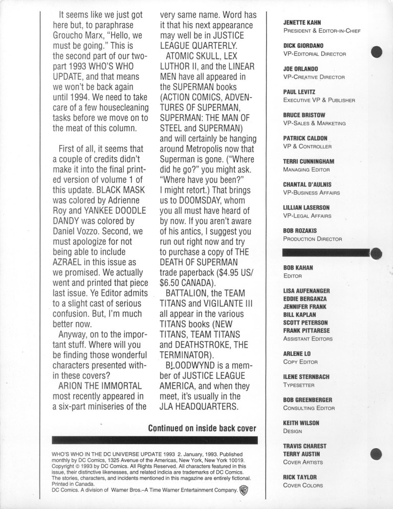 Read online Who's Who In The DC Universe Update 1993 comic -  Issue #2 - 2