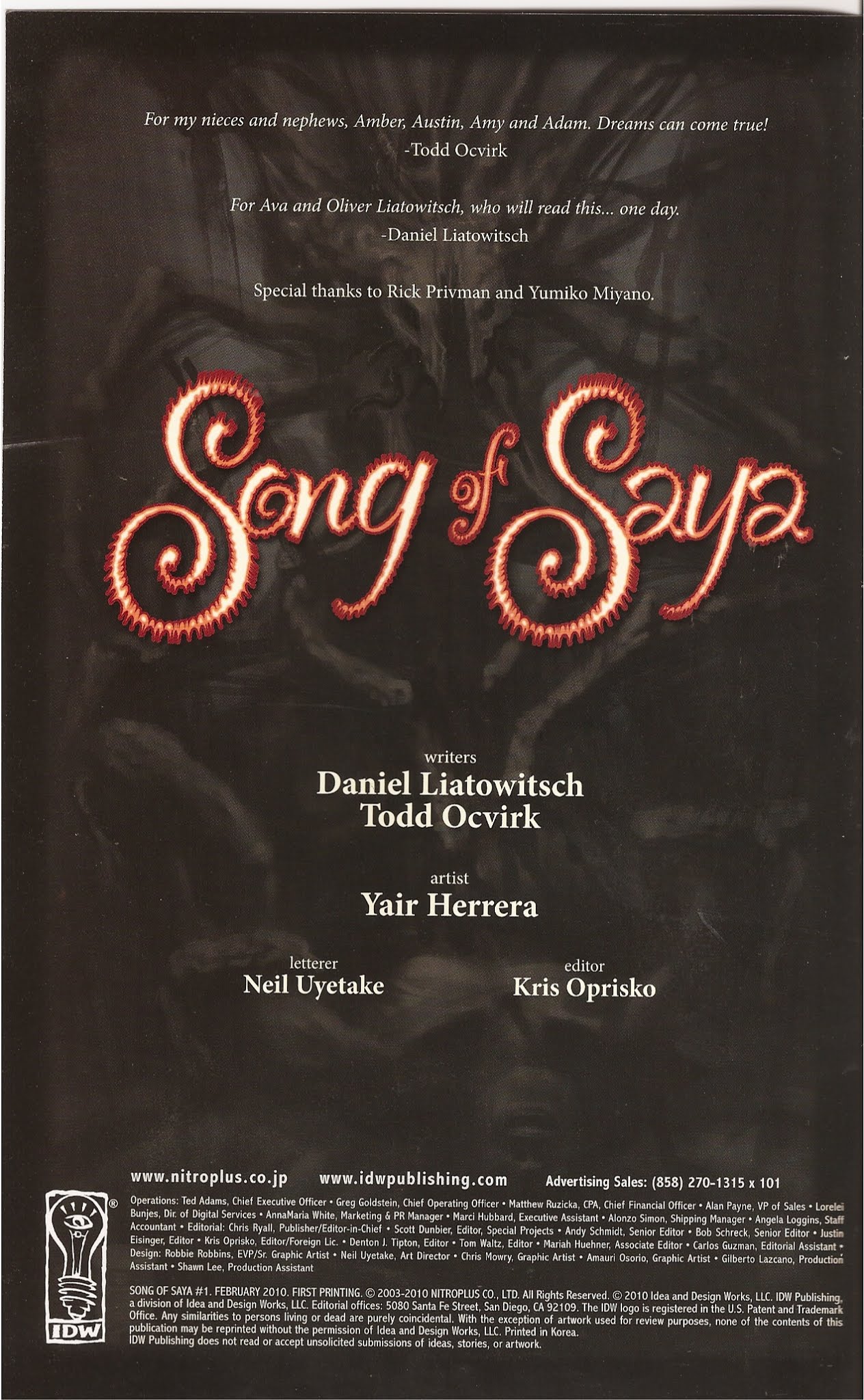 Read online Song of Saya comic -  Issue #1 - 2