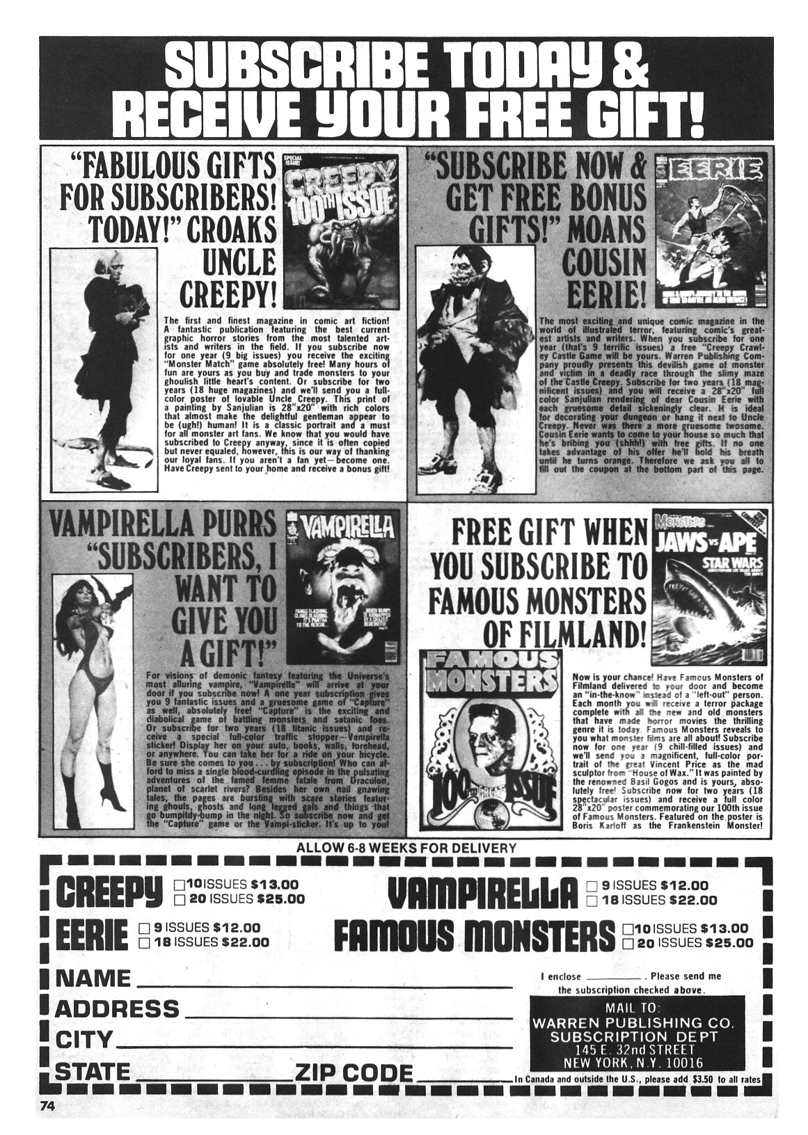 Read online Vampirella (1969) comic -  Issue #72 - 74