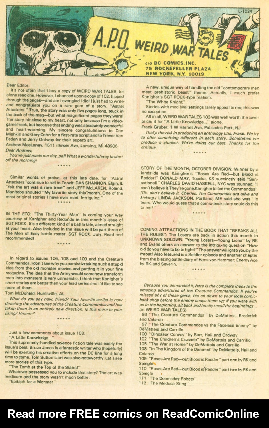 Read online Weird War Tales (1971) comic -  Issue #113 - 34