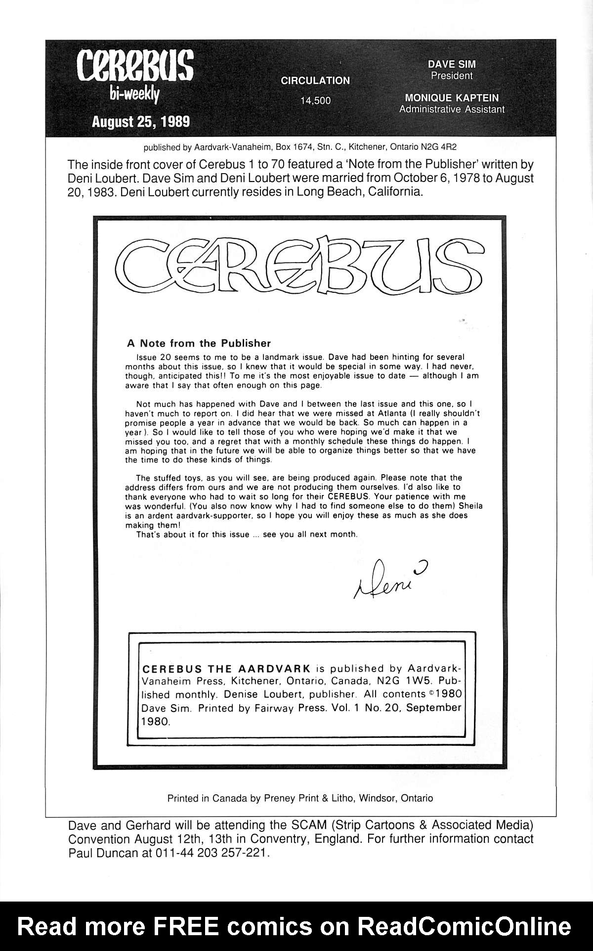 Read online Cerebus comic -  Issue #20 - 2