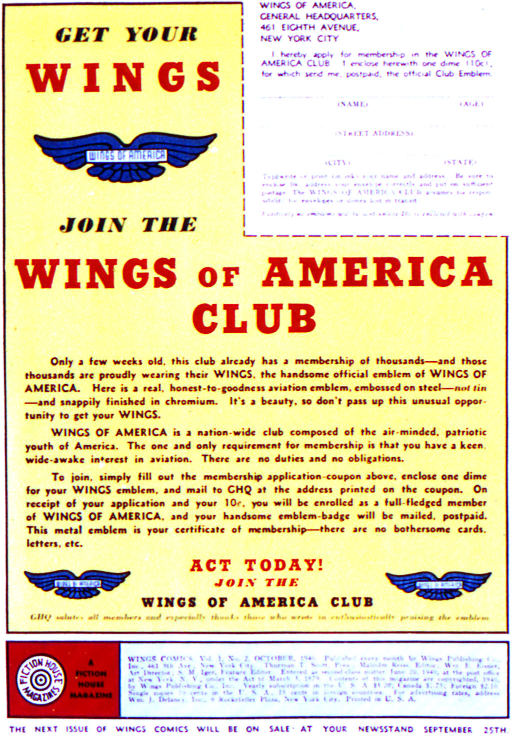 Read online Wings Comics comic -  Issue #2 - 1