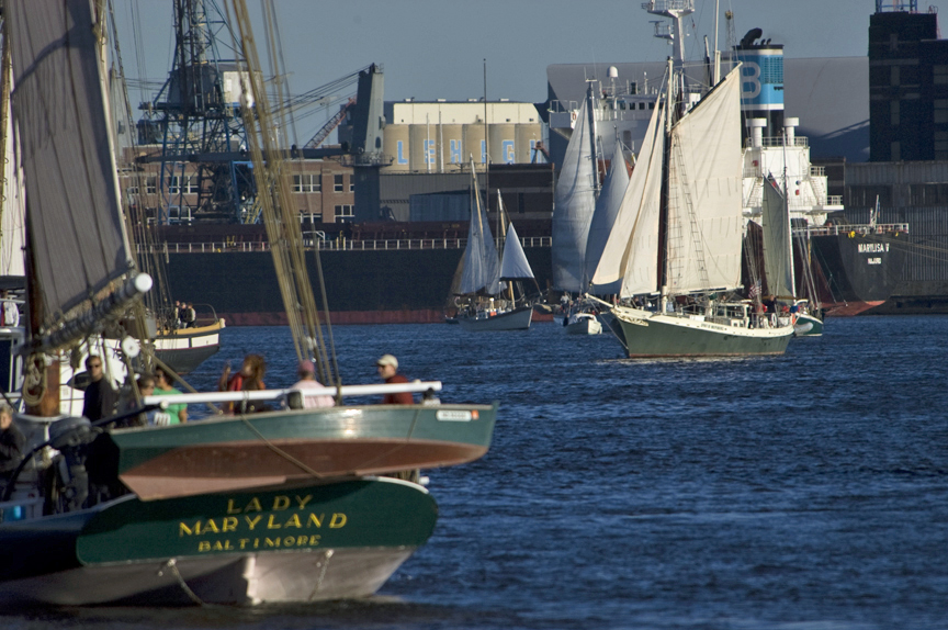 Schooner Racing on the Bay Parade of Sail in Baltimore Maryland's