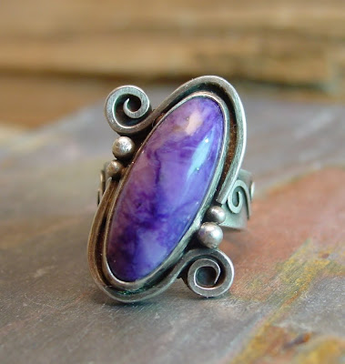 charoite purple sterling ring