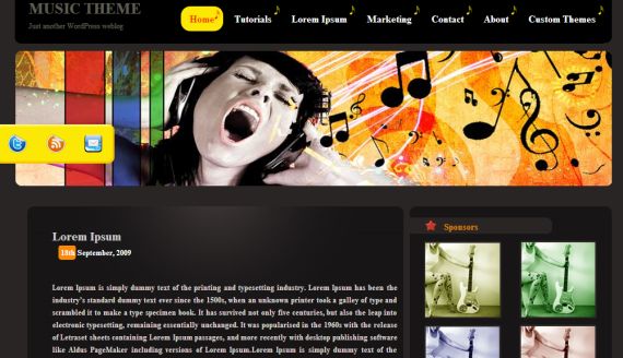 Free WordPress Vector Clean Musical Web2.0 Theme