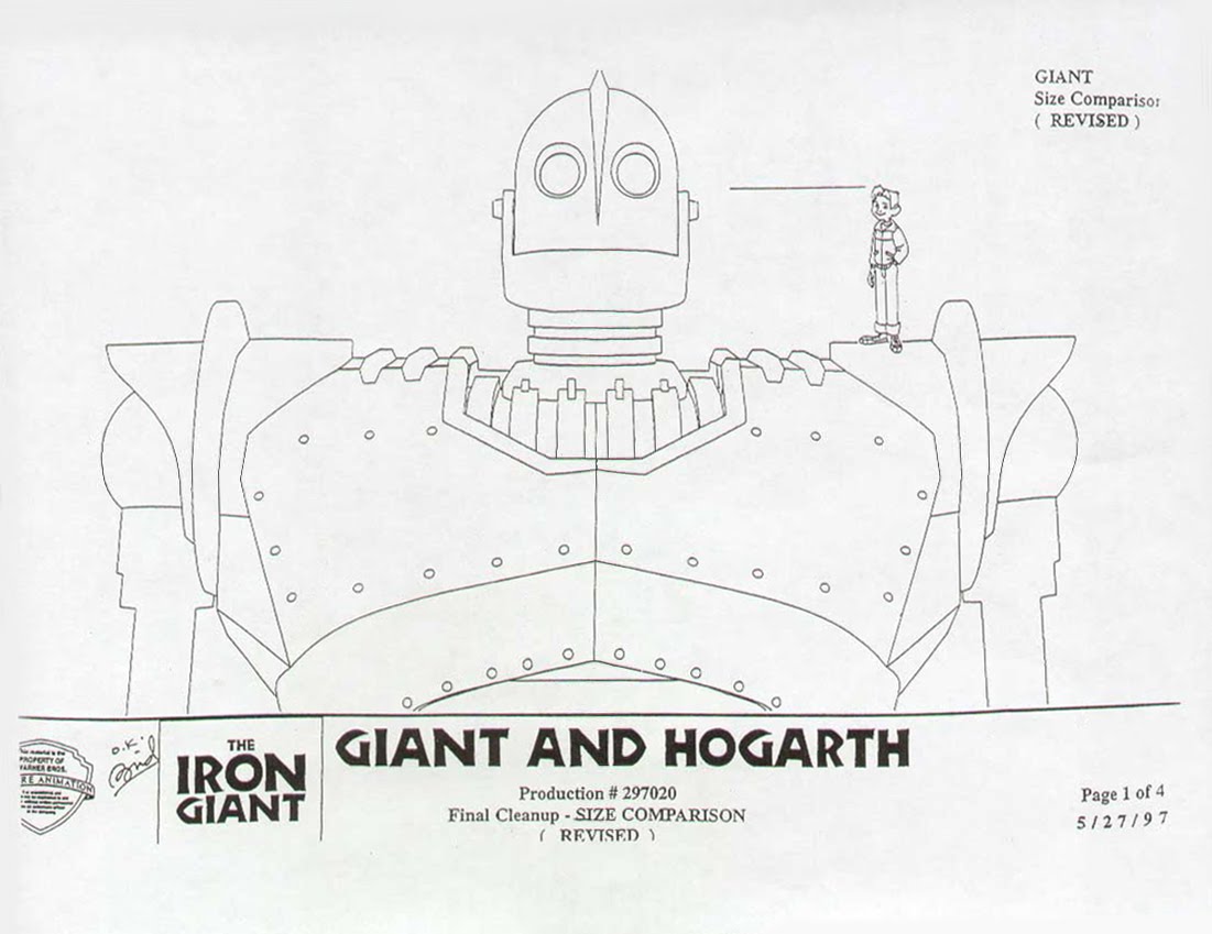 Living Lines Library The Iron Giant (1999) Characters, Size Comparison
