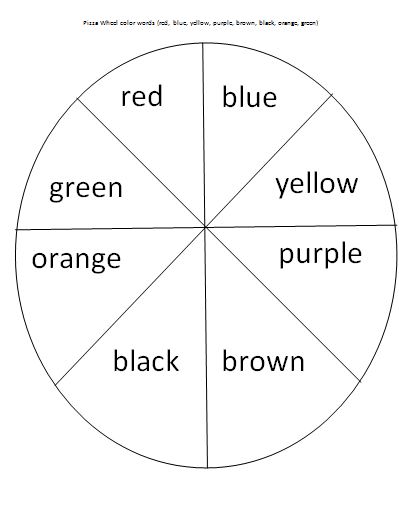Mrs. Bucket's Teaching Resources: Pizza Wheel Color Words Activity