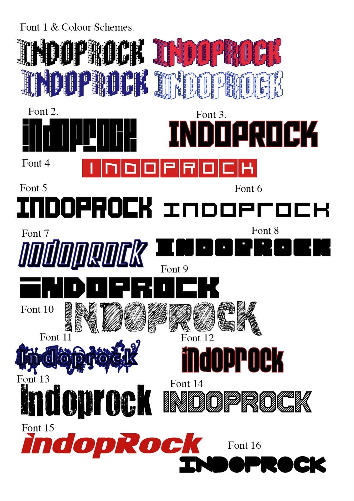 Emma Marsden Mood board of fonts.