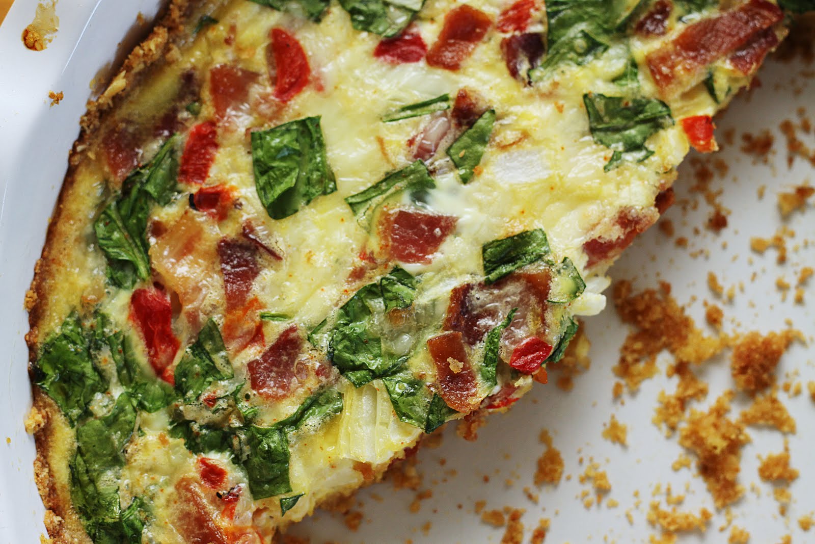 The Stephens Family Spinach, Bacon, Red Pepper Quiche