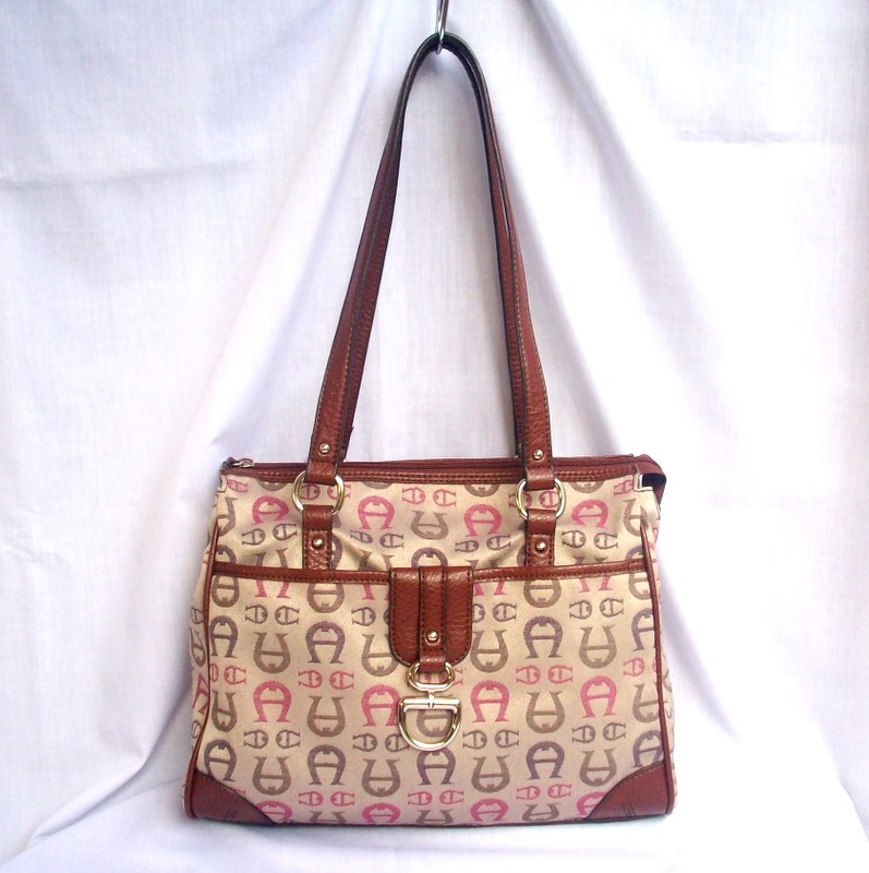 READY STOCK Etienne Aigner Handbag Multicolor A Logo Satchel (Black