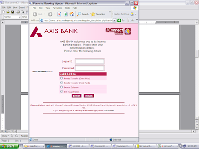 axis bank - phishing site login page