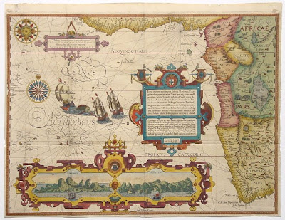 Antique Map of West Africa by Linschoten 