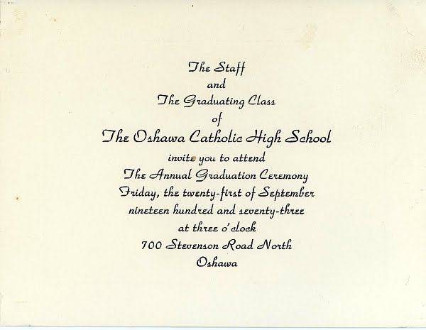 My OCHS: Graduation Invitation 1973