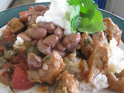 Pork and Poblano Peppers with Creamy Slow Cooker Beans