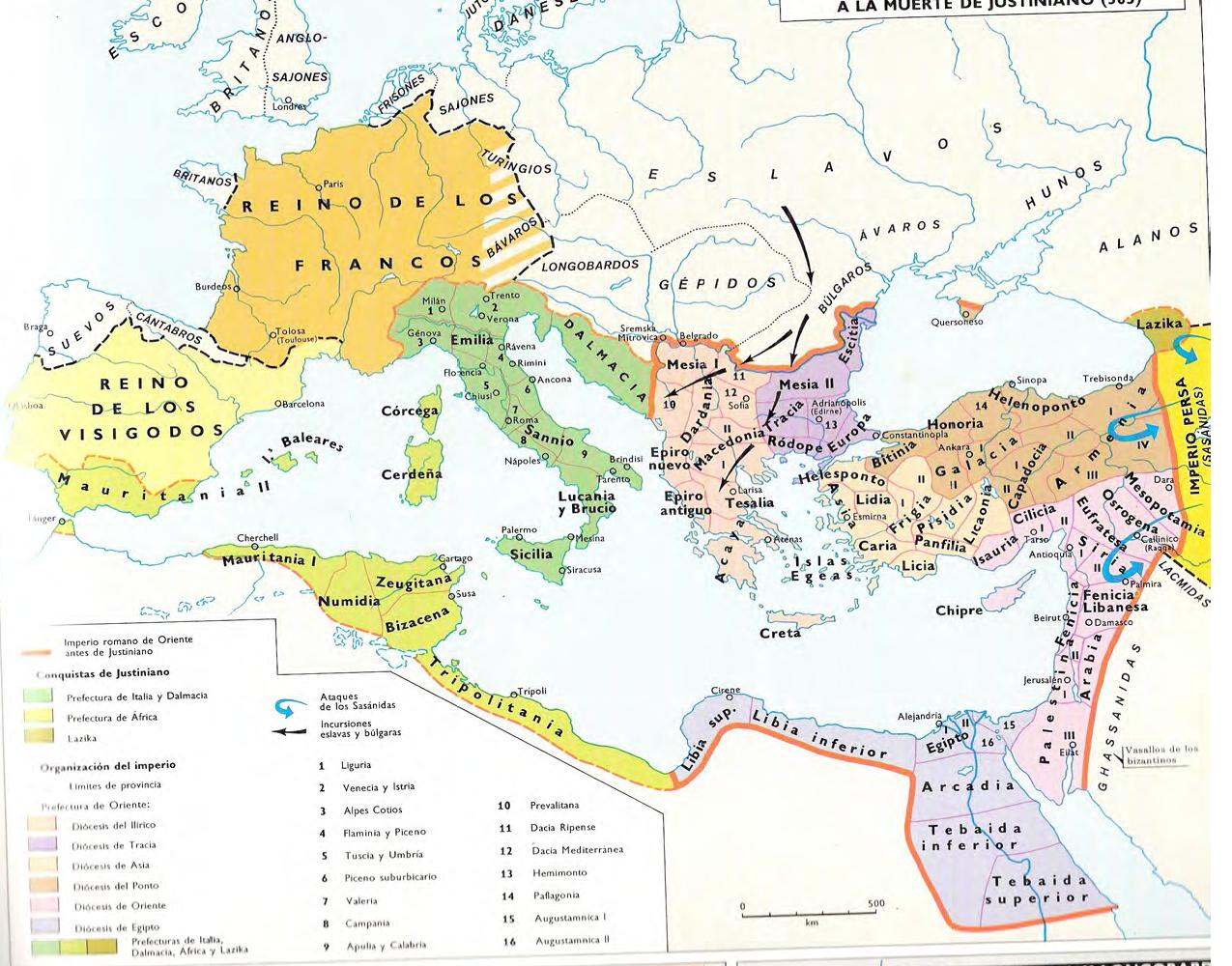 Mapa Europa A Mediados Del Siglo Vi