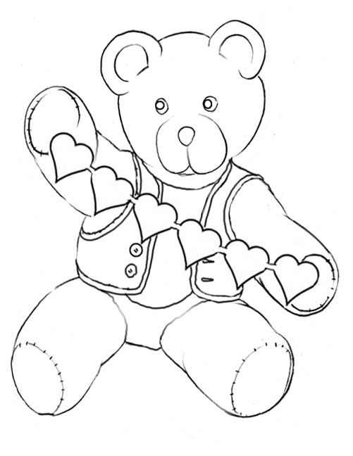 valentine teddy bear coloring pages - photo #1