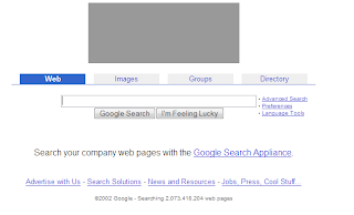 Google screenshot in 2002