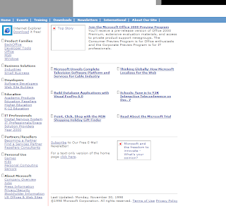 Microsoft screenshot in 1998