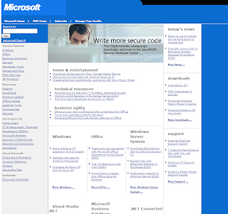 Microsoft screenshot in 2003