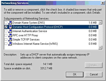 How to help install dhcp server in house windows 2003