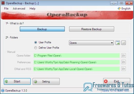 OperaBackup : un logiciel gratuit pour sauvegarder et restaurer les paramètres d'Opera