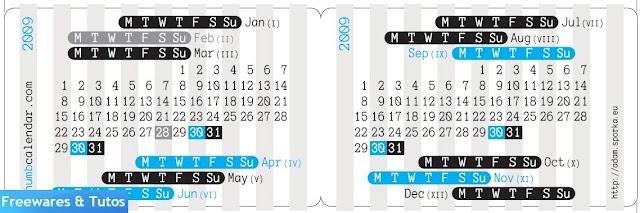Thumb Calendar : un calendrier 2009 de poche pratique