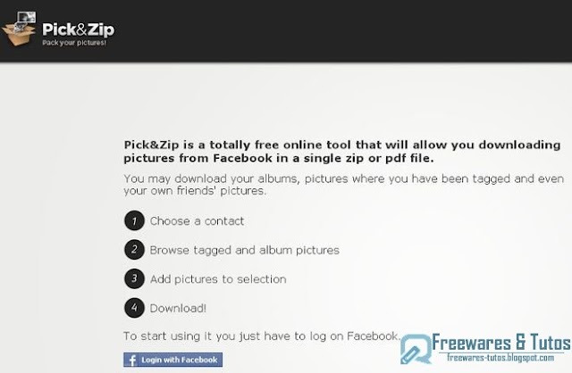 Pick&Zip  : un service en ligne pour télécharger les photos sur Facebook