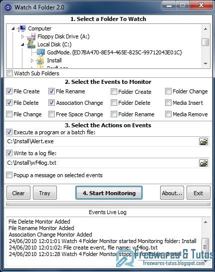 Watch 4 Folder : un logiciel portable pour faire du monotoring de dossiers et de fichiers