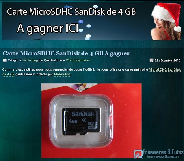 Concours : une carte MicroSDHC SanDisk de 4 GB à gagner
