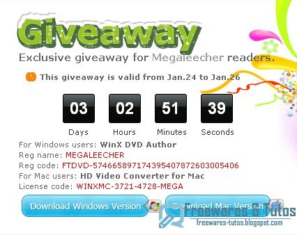 Offre promotionnelle : WinX DVD Author (Windows) et WinX HD Video Converter for Mac gratuits !