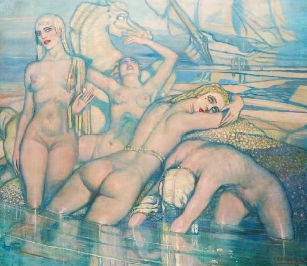 Art Deco Painting by Federico Beltrán Masses Spanish Artist