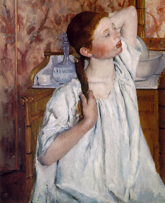 Girl arranging her hair, Mary Cassatt