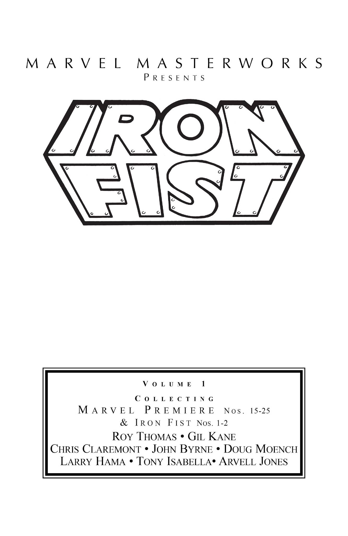 Read online Marvel Masterworks: Iron Fist comic -  Issue # TPB 1 (Part 1) - 2