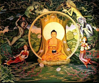 Siddharta Gautama the Buddha meditating at the boddhi tree