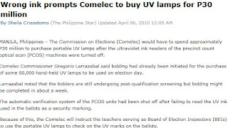 Wrong ink prompts Comelec to buy UV lamps for P30 million