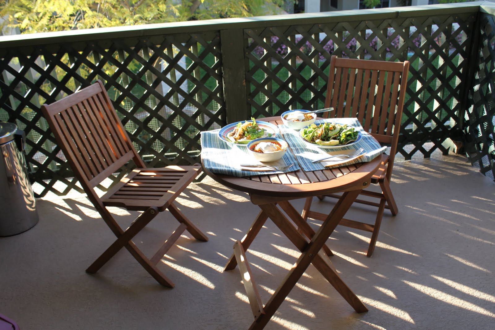 Our Condo Space First Supper [on our new patio furniture]...
