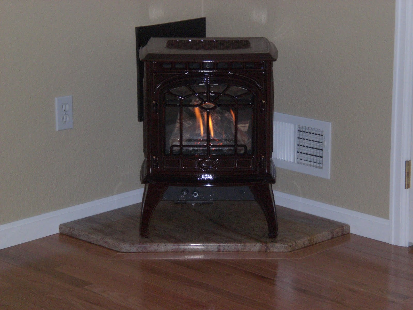 Mountain Musings Master Bedroom Gas Stove Granite