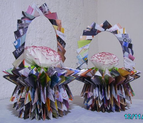 Trabajos de Miriam: Canasta con flores