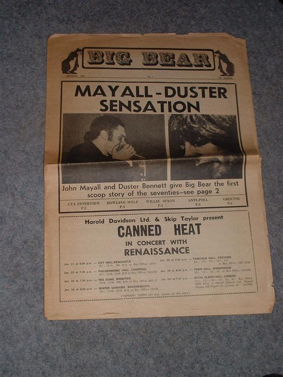 ROCK & BLUES MEMORIES BIG BEAR NEWSPAPER JAN 1970