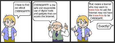 A comic strip on cybersafety.