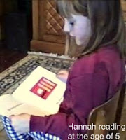 Hannah reading at the age of 5