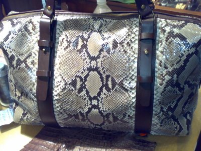 python  snake leather bag