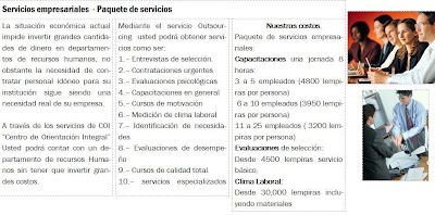 Que Incluye Centro de Orientación Integral: SERVICIOS EMPRESARIALES - PAQUETE DE ...