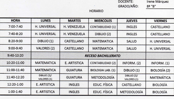 Horario vigente a partir del 7 de enero