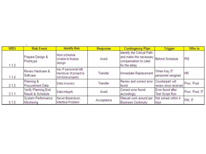 Risk Response Matrix