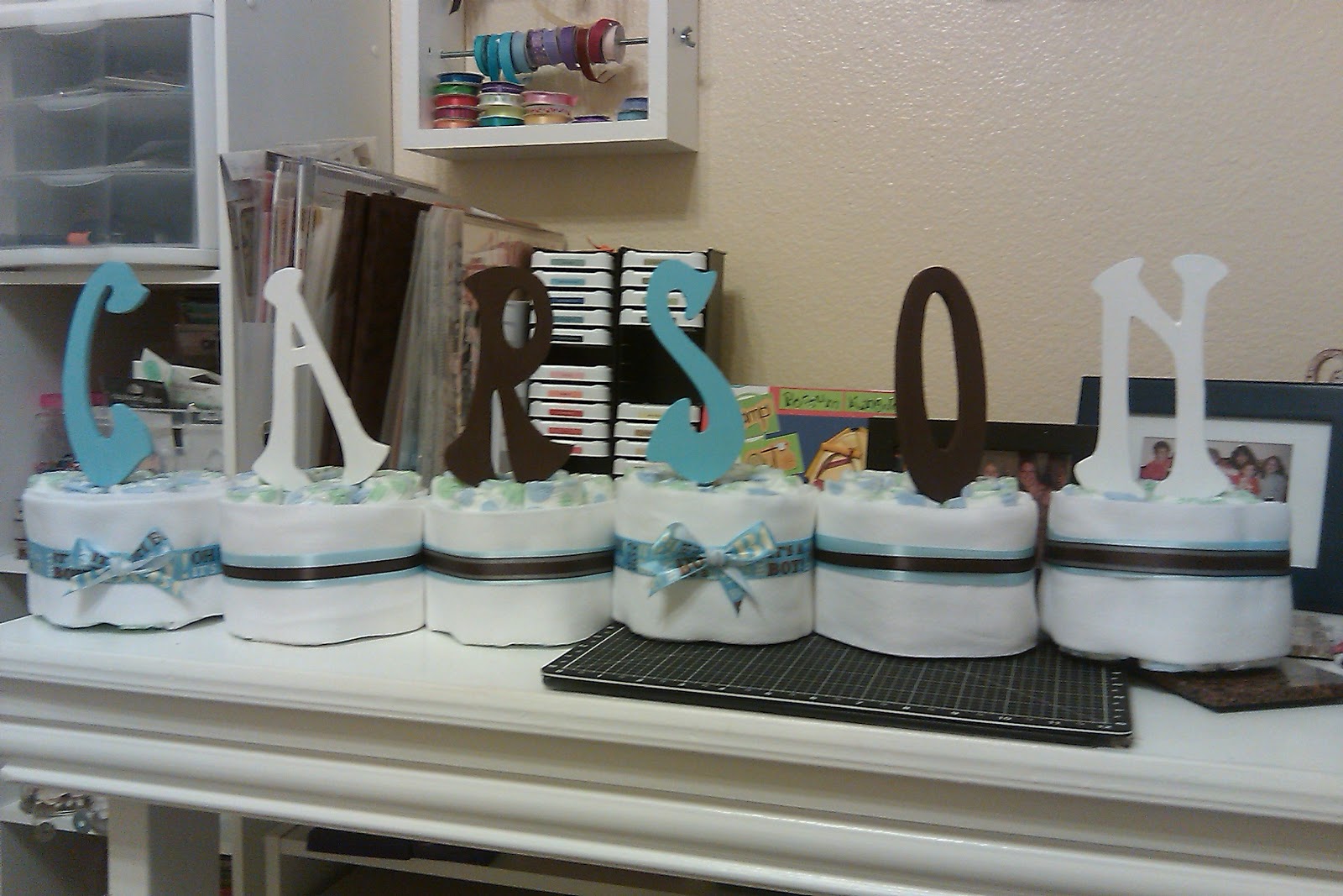 Escamilla Designs Diaper Cake Centerpieces and Baby Shower Invites