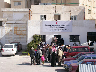Iraqis line up for basic health services at a Jordanian Red Crescent clinic in East Amman. [photo: Emily Stivers, 2-28-08]