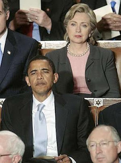 Presidential candidates Barack Obama and Hillary Clinton at the 2008 State of the Union Address