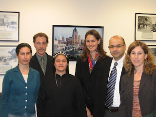 From right to left: Iraqi peacebuilders Hero Anwar, EPIC's Erik Gustafson, Sister Helen, Lynn Kunkle, Samuel Rizk and Lisa Schirch. (photo by Geoff Schaefer)